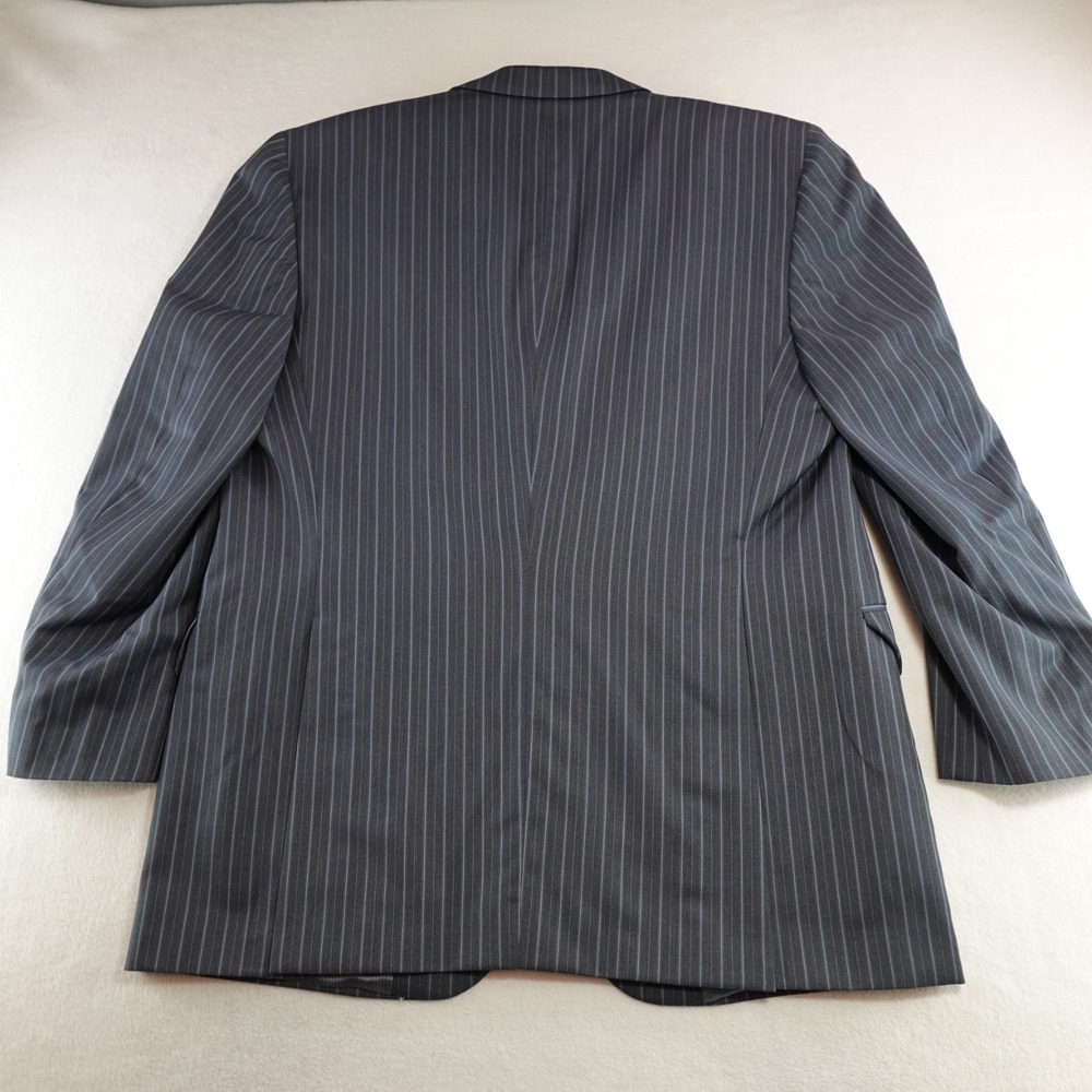 Jack Victor Blazer Mens 44R 100% Wool Blue Vitale CT Pinstripe Three Button Flaw - Picture 14 of 16